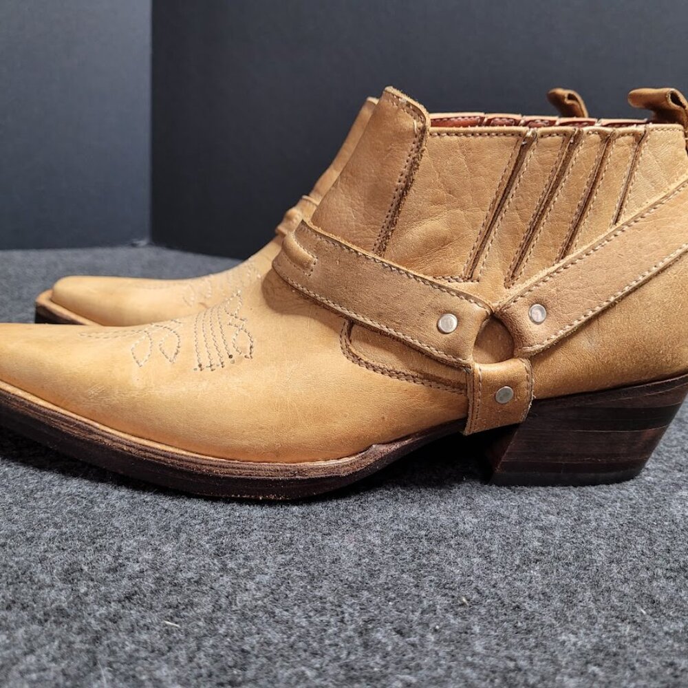 Vintage Men's Leather Western Ankle Boots SZ 7 - Picture 4 of 12